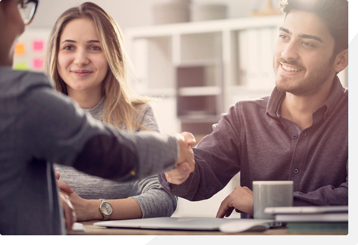 Handshake between business people and client.