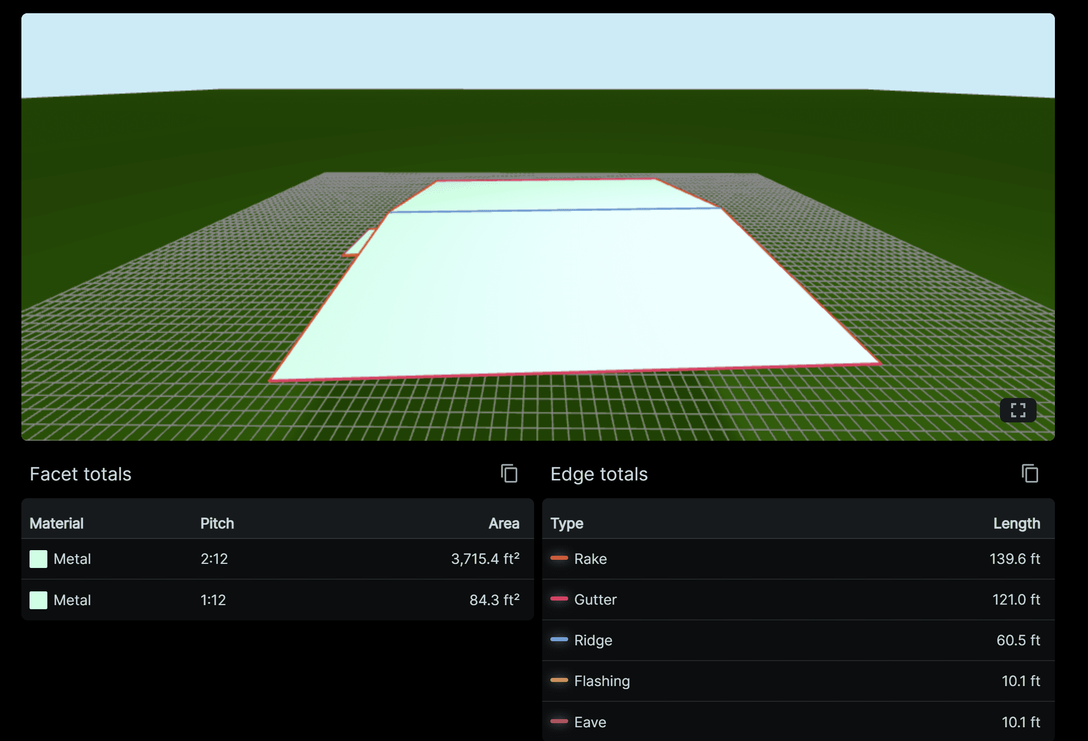 3D model of a metal roof.